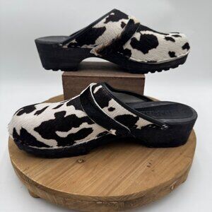 BJORK Safari Wood Open Back Black Cow Leather Clogs woman’s size 41 EUC